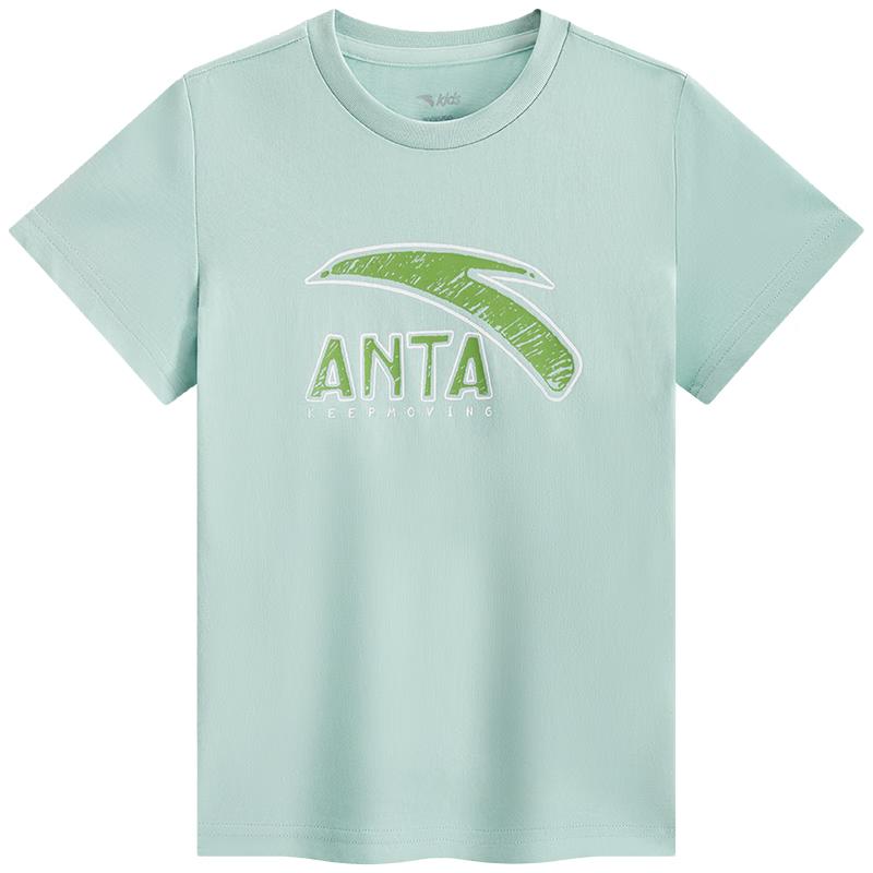 Anta Boys' 2025 Summer Breathable Cotton Short Sleeve T-Shirt A52527114