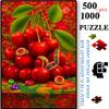 500pcs-1000pcs, Handmade Jigsaw Puzzle, Paper Puzzle, DIY Puzzle, White Cardboard Material, Bright Red Cherries and Dazzling Jewelry, White Cardboard