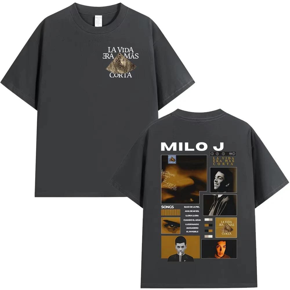 Rapper Milo J La Vida Era Mas Corta Album TShirt Unisex Hip Hop Cotton Short Sleeve TShirt Streetwear Women And Men Tshirts