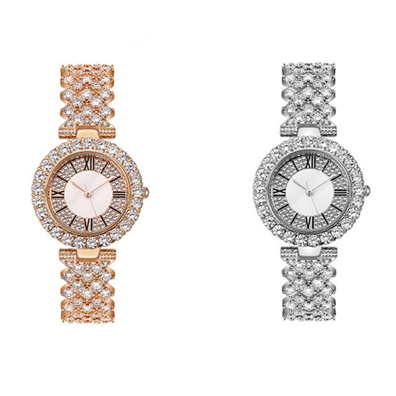 Diamond-Studded Minimalist Quartz Bracelet Watch with Pearl - Elegant and Luxurious Fashion Gift