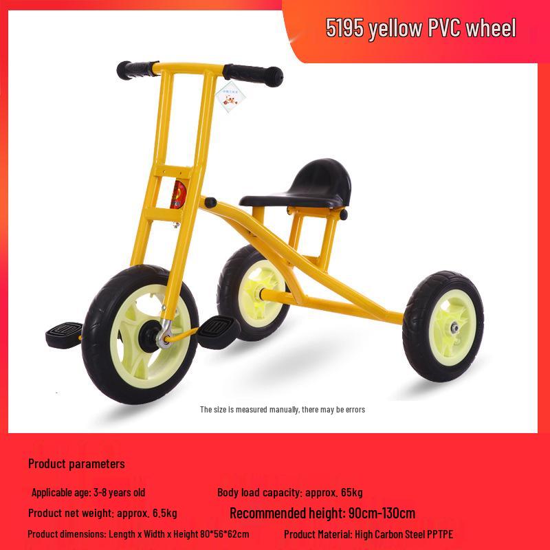 Children's Double Pedal Tricycle with Basket for Outdoor Play