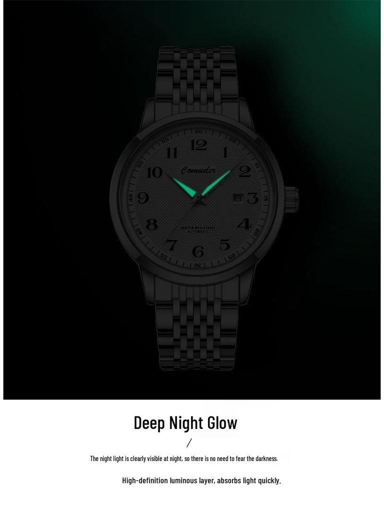 Men's Luminous Waterproof Automatic Skeleton Watch with Calendar