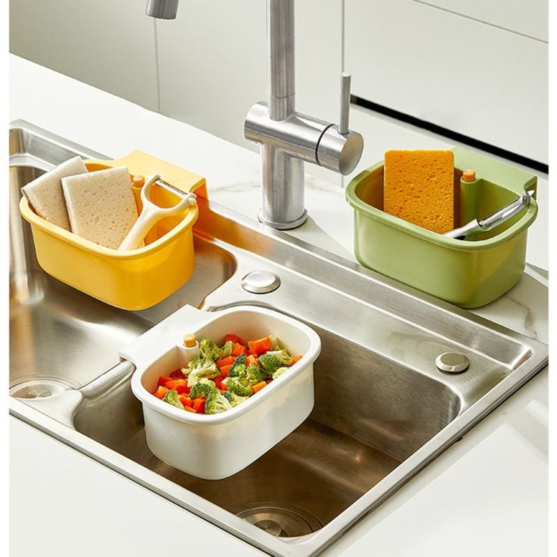 Space Efficient Sink Strainer Press Dumping Drain Basket Compacts Kitchen Storage Tray Plastic Food Catchers Organizers