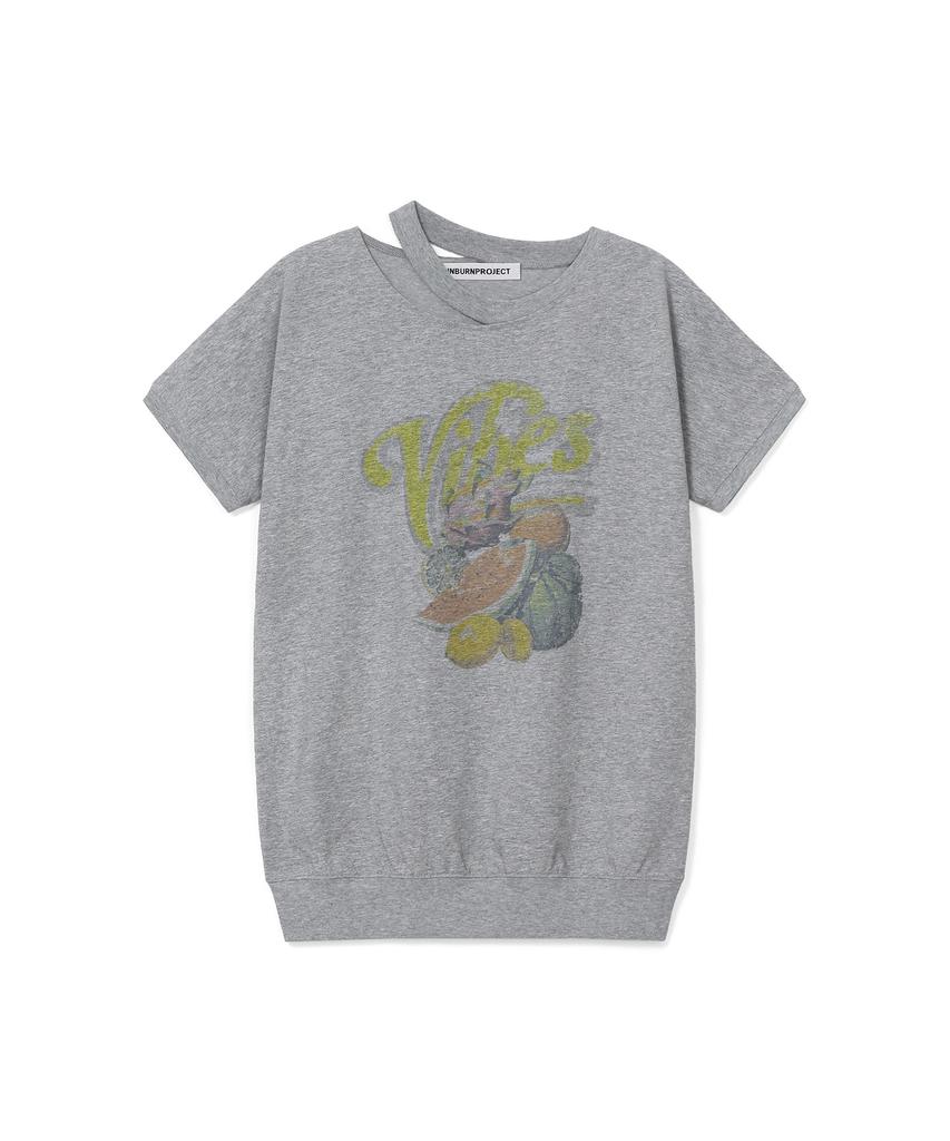 SUNBURNPROJECT Fruits Slit T-Shirt, Melange Gray