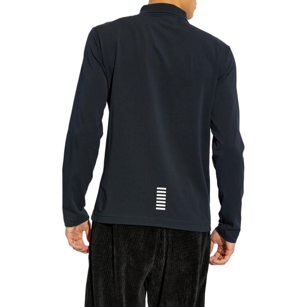 Emporio Armani Ea7 Solid Logo Label Pullover Long Sleeve Polo Shirt Men Tops Blue 8NPF15-PJVQZ-1562