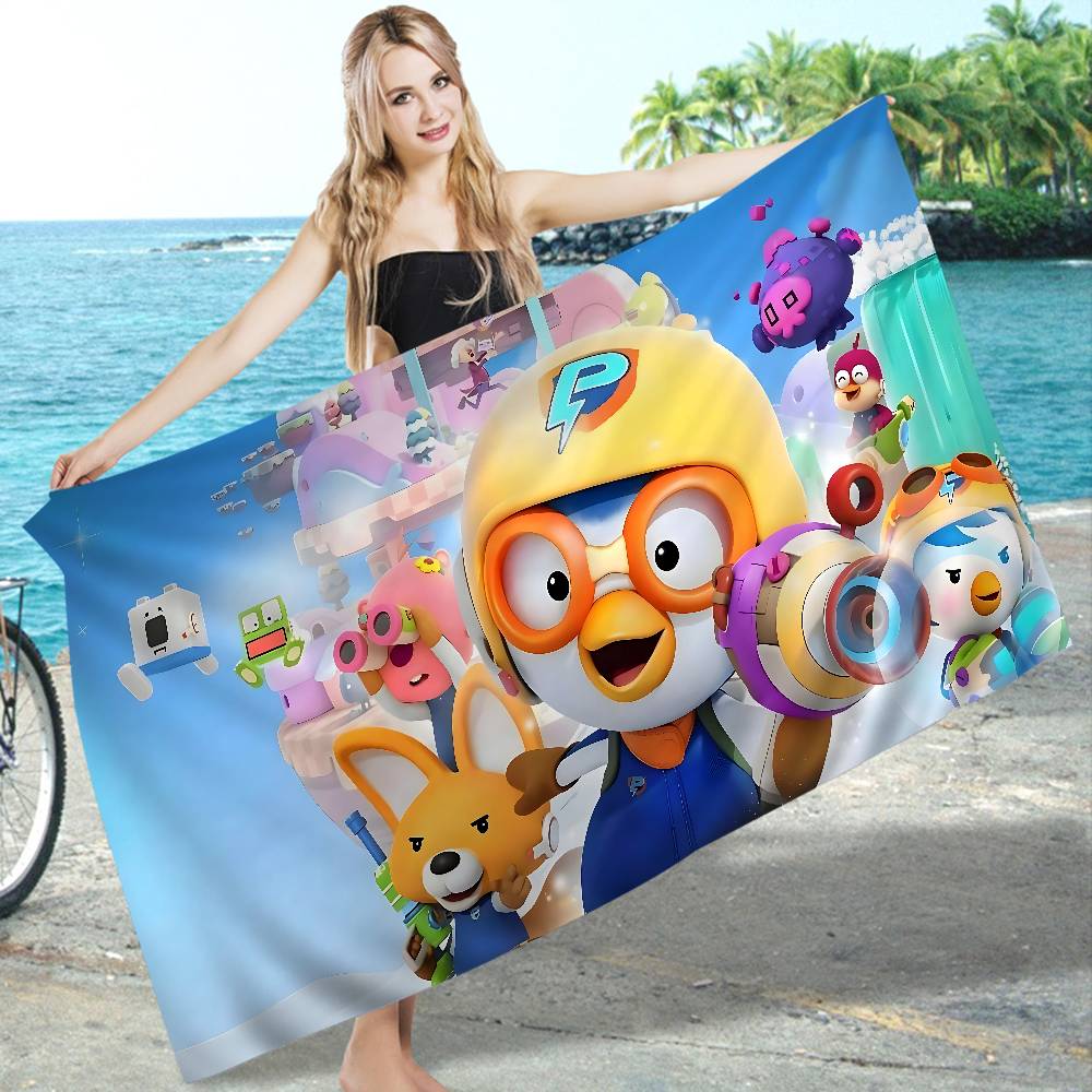Cartoon P-Pororo Cute Microfiber Beach Towel Absorbent Quick Dry Soft Yoga Swimming Resort Mountain Climbing Towel