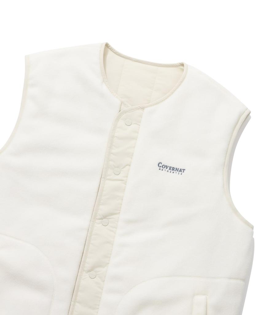 Covernat Fleece Reversible Quilted Vest Ecru
