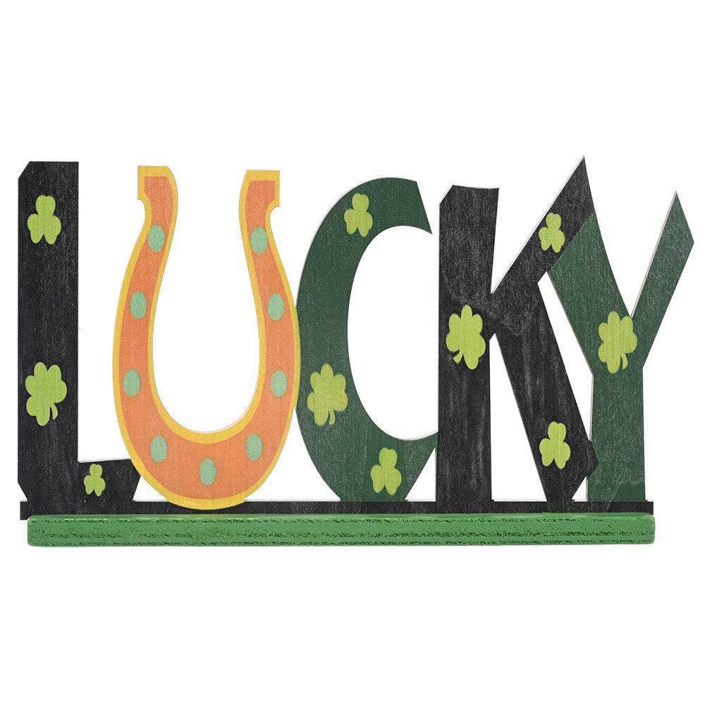 St. Patrick s Day Green Leaf Wooden Letter Ornaments - Irish Desktop Decorations