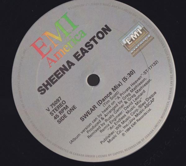 

12inch Record SHEENA EASTON Swear V75097 EMI America 1985 Canada Rock Used