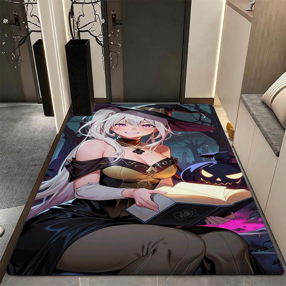 Twin Catgirls Black Lingerie Printed Rug Thick Nonslip Carpet For Gaming Room Study Living Room Home Party Decor Christmas Gift