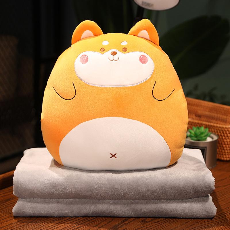 Soft Cute Cartoon Animal Hand Warmer 3-in-1 Pillow Blanket for Office Naps