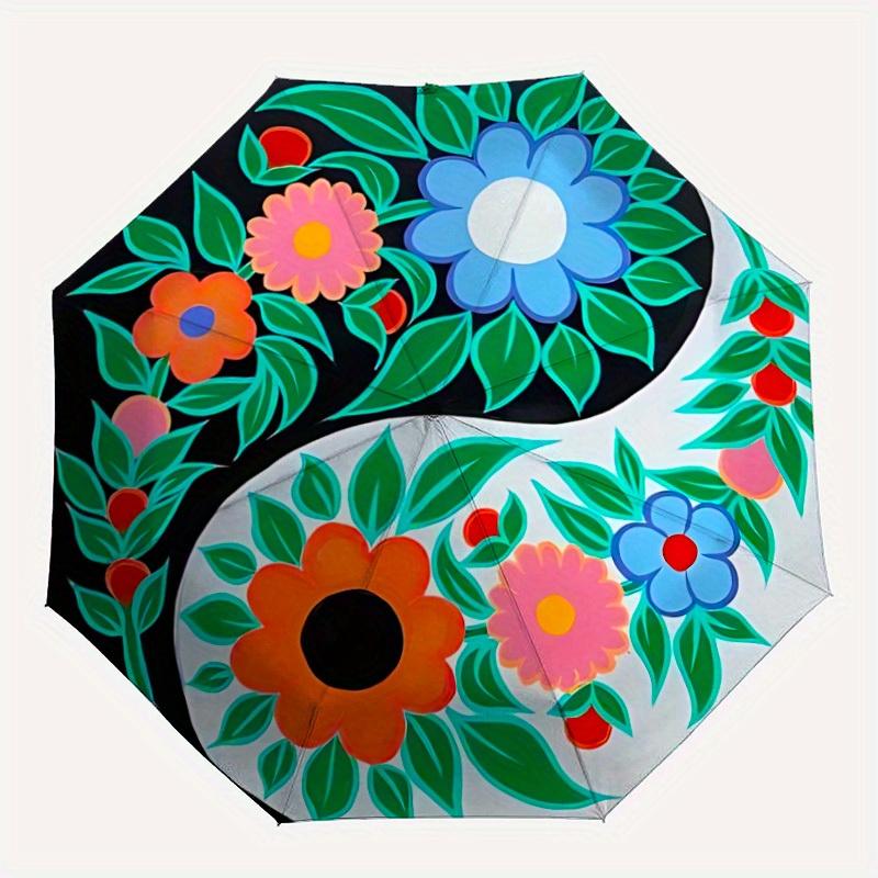 

1pc Floral Yin Yang Symbol Automatic Open/close Folding Umbrella, Compact Portable Travel Umbrella,Cute Umbrella, Durable Construction yy250804070