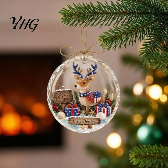 Holiday Decoration Gift Christmas Acrylic Hanging Pendant for Tree Decoration, 2D Flat Ocean Theme Ornament Decorative Home Party Decor, Lightweight