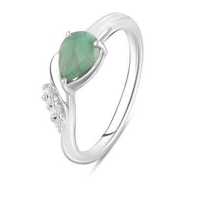 Anel de prata com esmeralda natural 1.036ct (2111542) 2,44 gr. Tamanho 925 18