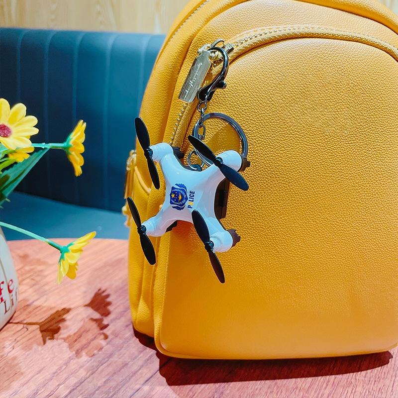 Cartoon Mini Small Unmanned Aerial Toy Model Keychain Pendant Creative Fun Car Students Schoolbag Decor Pendant Kids Gift