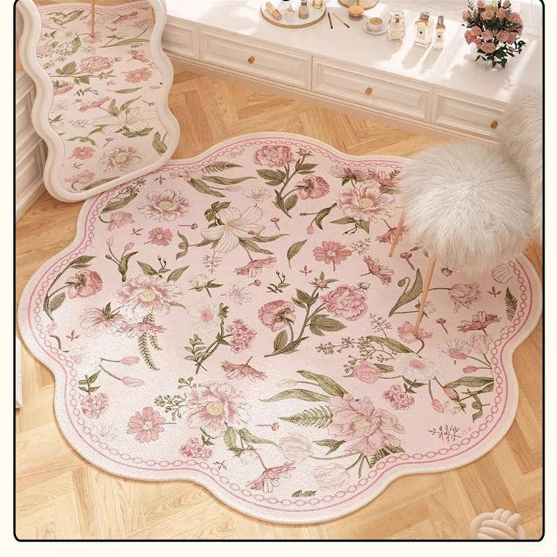 

Lotus Leaf Edge Carpet Irregular Soft Floor Mats Foot Bedside Mat Non-slip Rugs Living Room Decoration Home Decoration 100cm