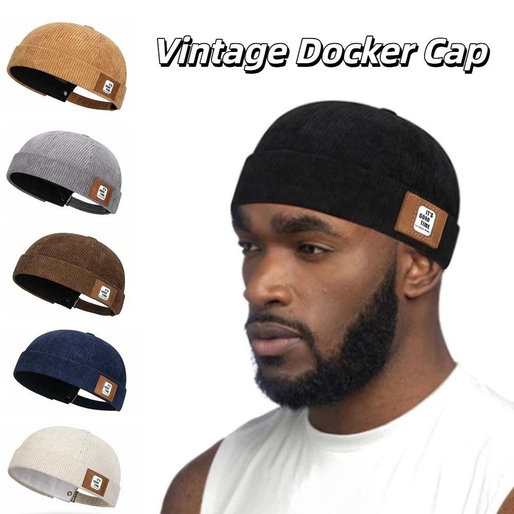 Adjustable Corduroy Brimless Hat Solid Color Hip Hop Hat Landlord Hat Dome Melon Cap  Daily