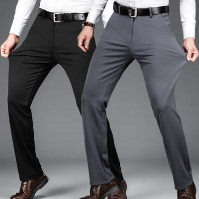 Elastische Herren Anzughose Dünne Gerade Hose Knitterfrei Bügelfrei Streetwear Herrenhose Business