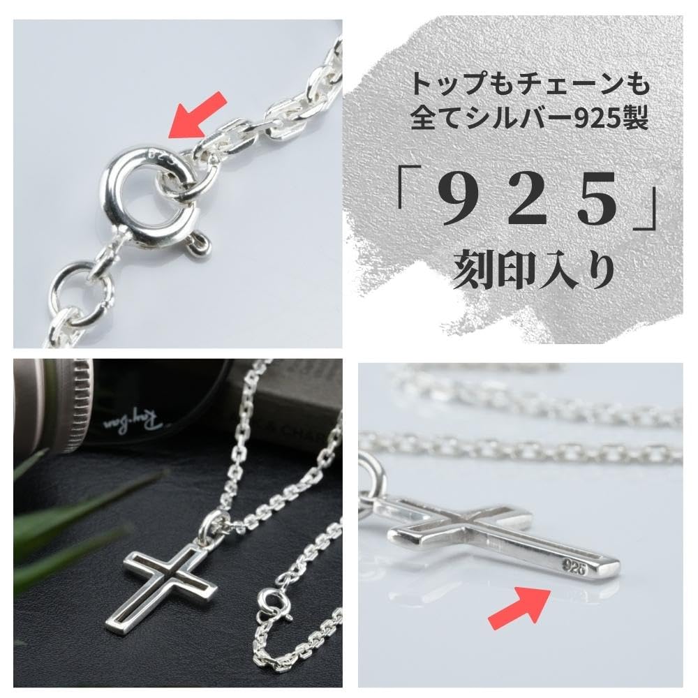 Cross Necklace Silver 925 Cross Silver Necklace Chain 3D Cross Sterling Silver Men Women [SANT BOLEN]