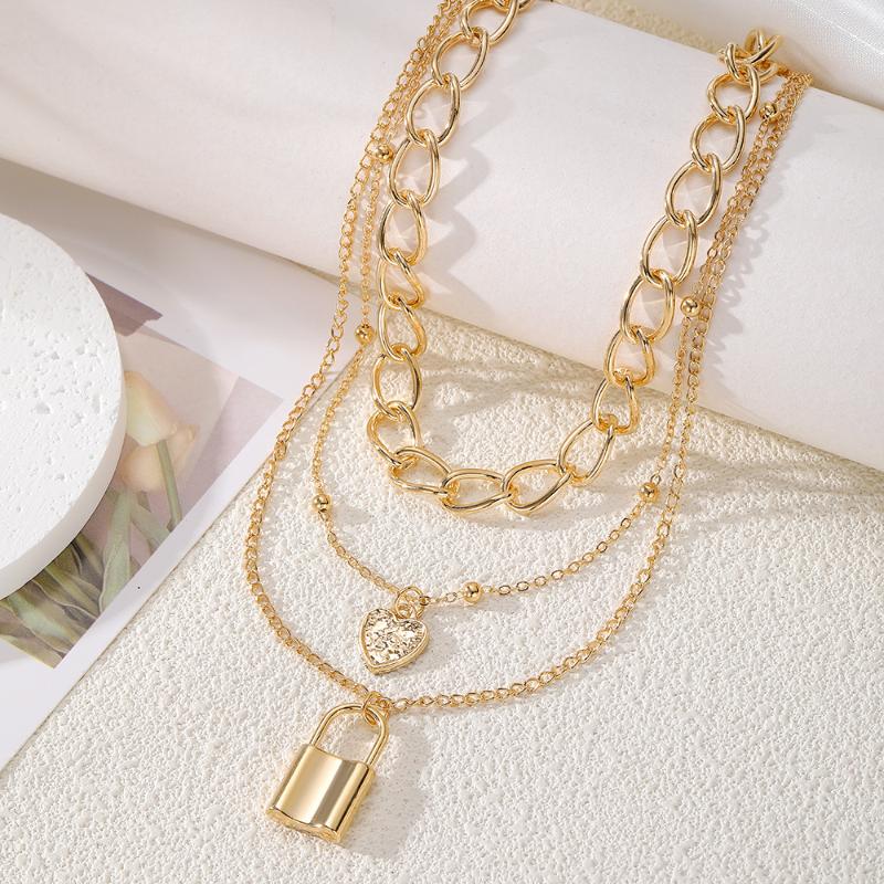 Hip Hop Gothic Thick Chain Collar Necklace For Women Multi Layered Metal Girls Party Jewelry Gift