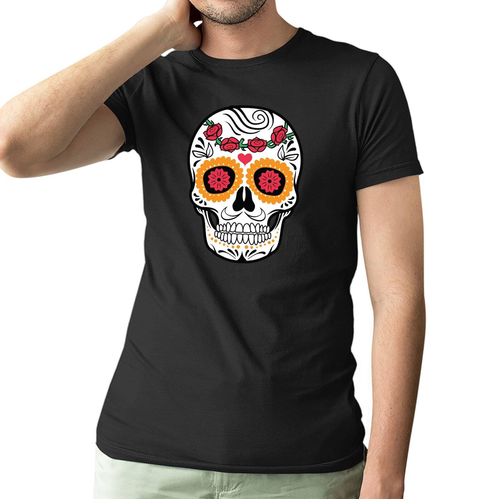 Sugar Skull 2222 Day Of Dead Mexico inspired tee Unisex loose fit tshirt S разноцветный