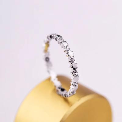 Huajie Einfache Schönheit Kristall Stern Ringe Damenringe Funkelnder Zirkon Charmanter Silberring Party Geschenk Trend