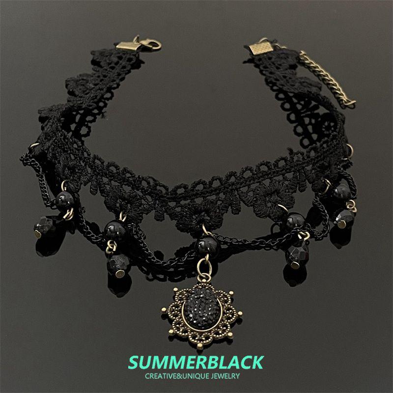 

Темный готический ветер Черное кружевное колье-чокер с кисточками для женщин Ожерелье Аксессуары для шеи Шейная лента Причудливое украшение Sunflower Black Lace Necklace