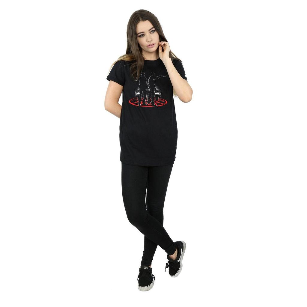 Supernatural Womens/Ladies Sam And Dean Silhouette Cotton Boyfriend T-Shirt