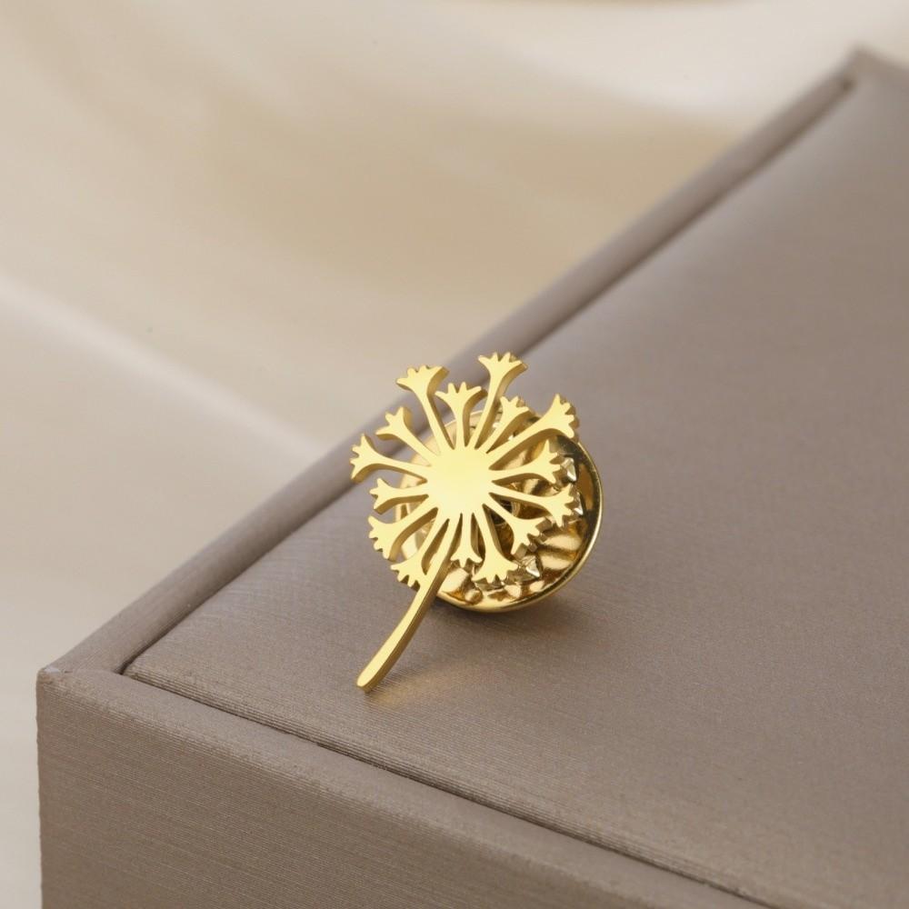 Stainless Steel Blowball Brooch Luxury Suit Badge Pin Trendy Women Brooch Suit Collar