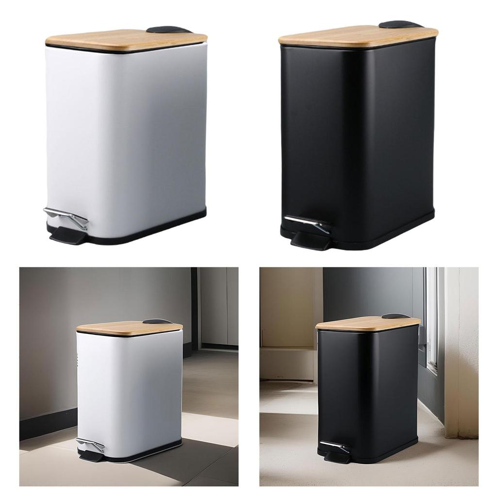 Step on Trash Can Rectangle 5L Capacity Foot Pedal Garbage Bin Kitchen Waste Basket for Toilet Home Bedroom Sunroom Entryway