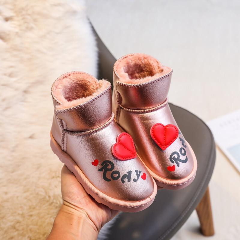 

Детские зимние сапоги для девочек 2025 новые зимние бархатные хлопковые туфли милый теплый одноклассник для малыша 30 inner length 18.5CM розовый