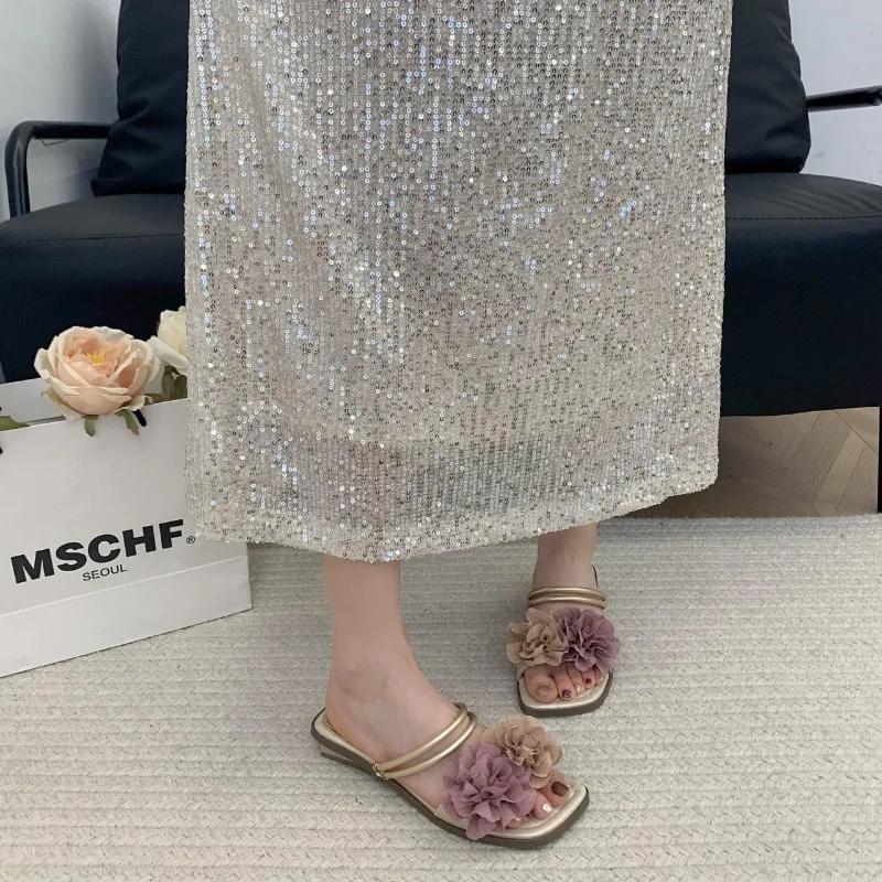 Fashion Women's Shoes 2025 New Open Toe Women's Slippers Fashion Floral Daily Slippers Women Summer Best Seller Flat Slippers Zapatos