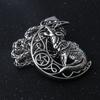 Stainless Steel Howling Wolf Moon Necklace - Viking & Slavic Animal Pendant with Adjustable Chain for Couple Jewelry Gifts