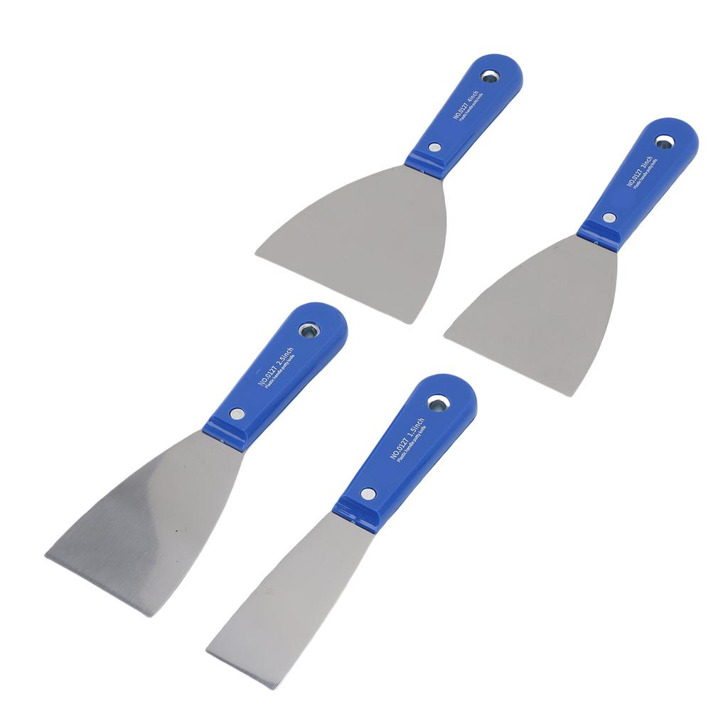 4Pcs Putty Scraper Set with Storage Bag Metal Carbon Steel Plastic Handle Drywall Repair Spreading Painters Tool
