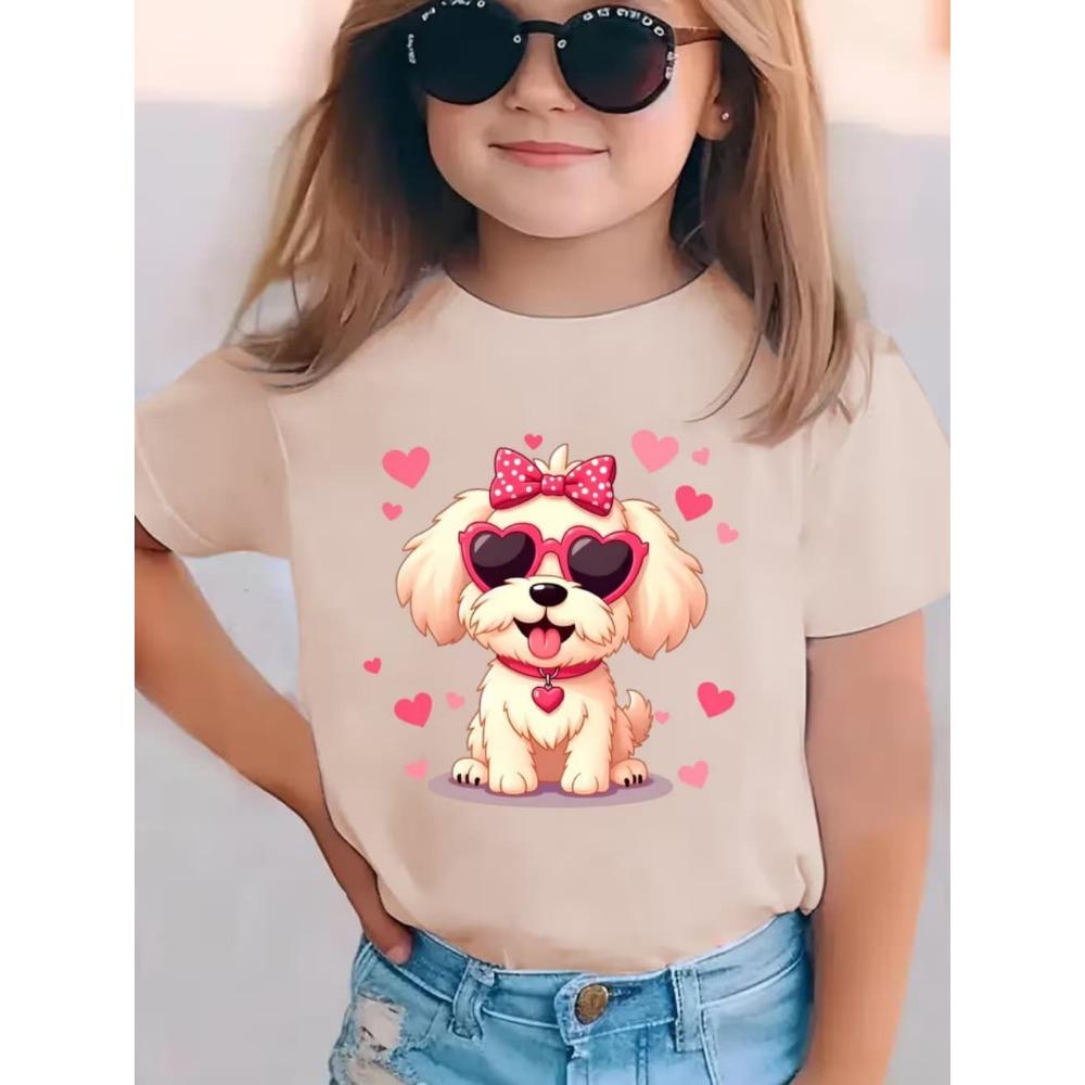 Funny Dog Pattern Children's T-Shirt Girl Cute Animal 3D Printed Fashion Top Short Sleeve Tee Summer Children Clothes Girl Tops