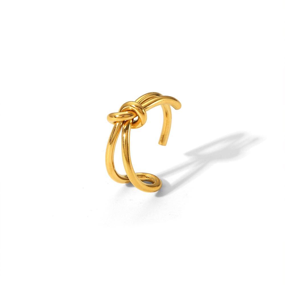 Yori tylish Unique Stainless Steel Irregular Geometric Opening Ring 18 K PVD Plated Waterproof Unusual Trendy Textured Jewelry