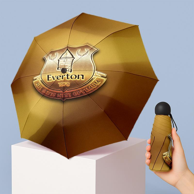 Everton Football Pattern Printed Mini 5 Folds 8 Ribs Compact Umbrella Windproof Waterproof Lightweight Portable Folding