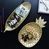 Gold Pineapple & Leaf Shaped Snack Dish Serving Tray Jewelry Storage Tray Fruit Rack Dessert Shelf