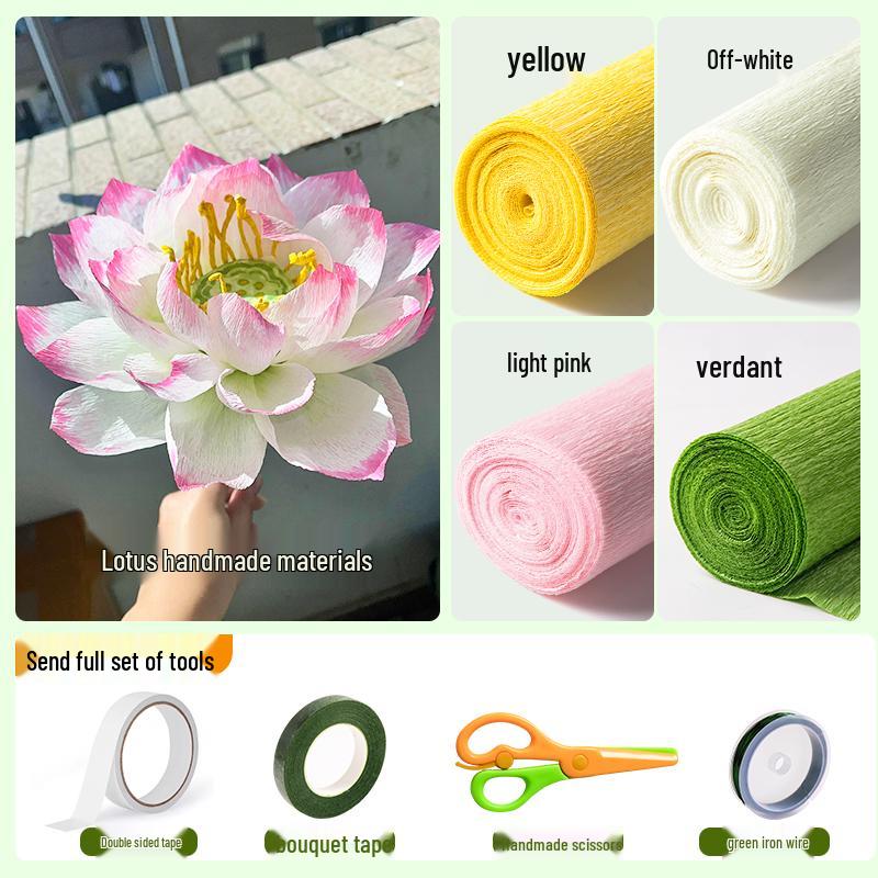 Packung dickes grünes Krepppapier für handgefertigte 3D-Blumen, ideal für Bastelarbeiten in Grundschule und Kindergarten