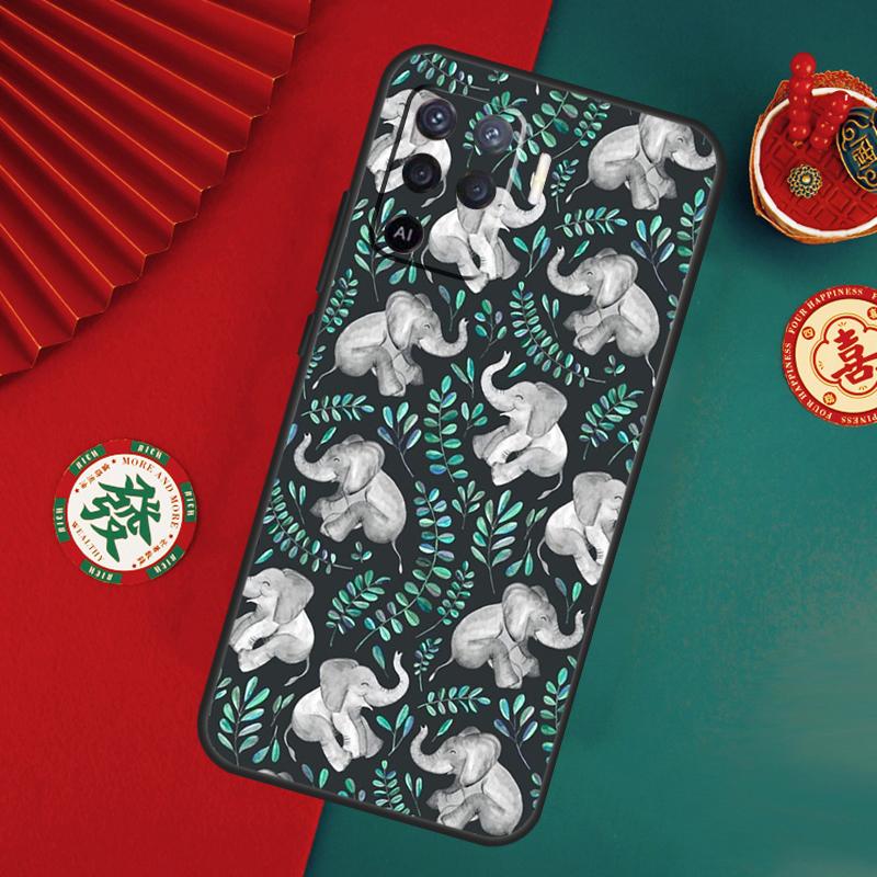 Cute Elephant Cartoon Case For Oppo A80 A40 A60 A6 A5 Pro A15 A16 A17 A57 A94 A74 A54 A76 A96 A18 A38 A58 A78 A98