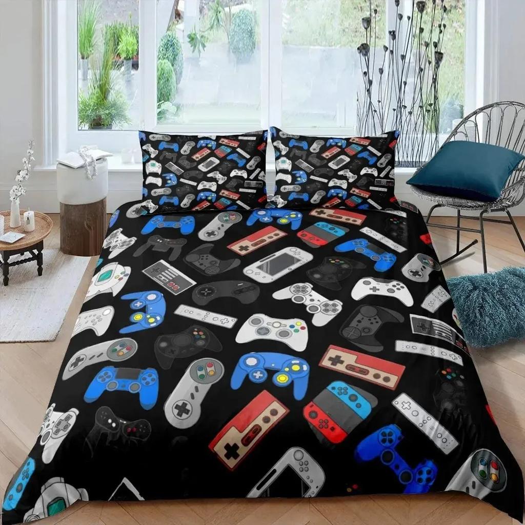 Gaming Bedding Set Game Bed Cover 135 For Adults Kids Soft Microfiber Modern Gamepad Duvet Cover Decorative With Pillowcase