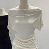 Sommer Reines Verlangen Ein Schulter Schwarz Kurzarm Damen T-Shirt Koreanischer Stil Schlankmachendes Top Freiliegende Schulter Modisch
