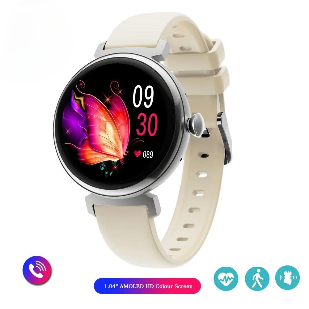 Bluetooth Call Smart Watch Screen Always Display 1.04 Inch  Screen Fashion Ladies Smartwatch Metal Body Small Screen Watch