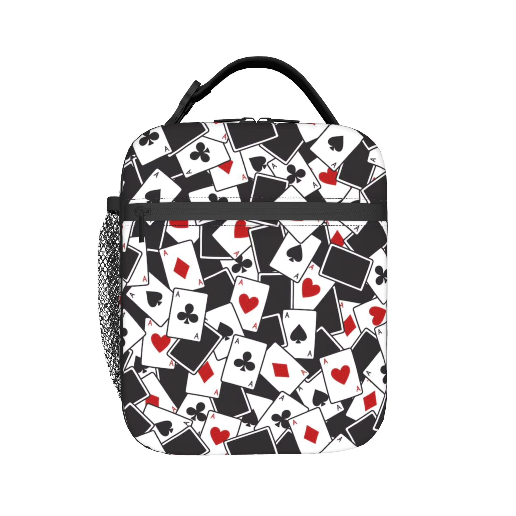 Poker Background Card Insulated Lunch Bag for Men Women  Storage Food Box Portable Cooler Thermal Lunch Boxes For School Office One Size