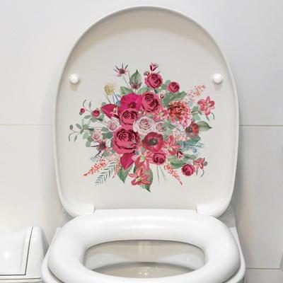 Adesivo per toilette Adesivo forte Adesivo con motivo floreale a colori vivaci Adesivo rimovibile per il bagno di casa