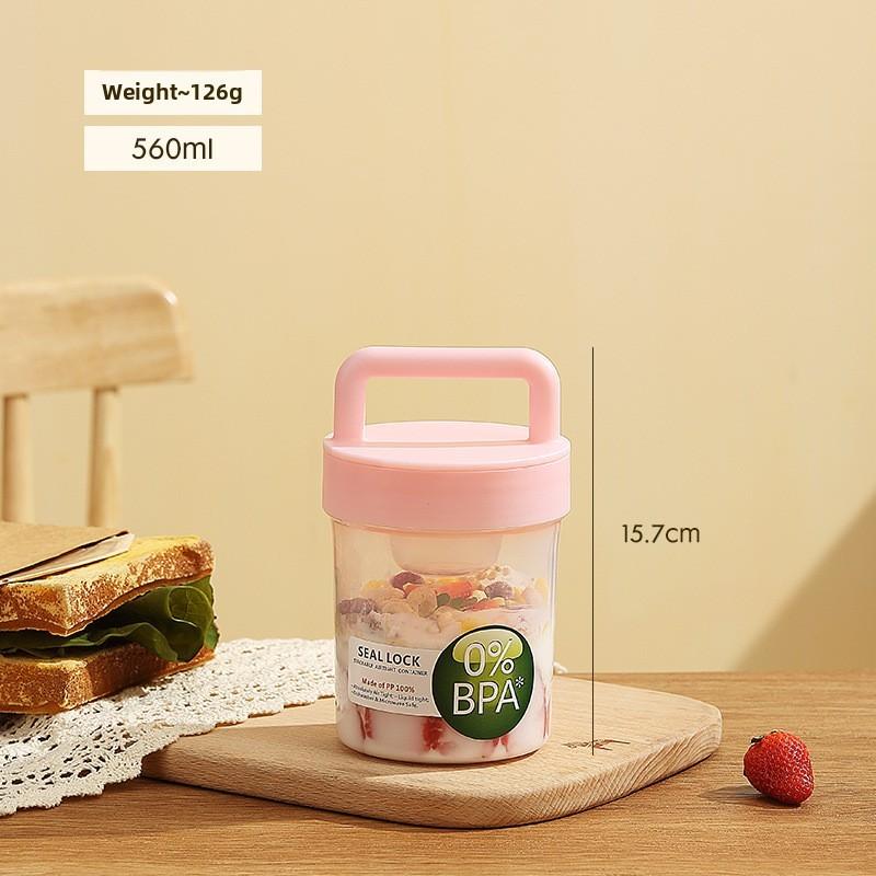 Portable Fruit Oatmeal Breakfast Cup With Spoon For Students And Office Use