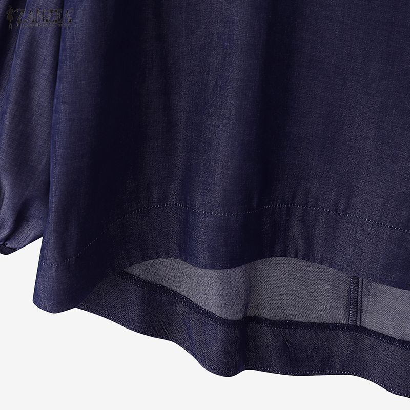 ZANZEA Lässige Bluse mit Rundhalsausschnitt und 3/4-Ärmeln für Damen
