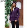 BITCED Women's Spring/Autumn Hooded Trench Coat with Fleece Lining and Water-Repellent Finish Long-Sleeved Zip-Up Cardigan