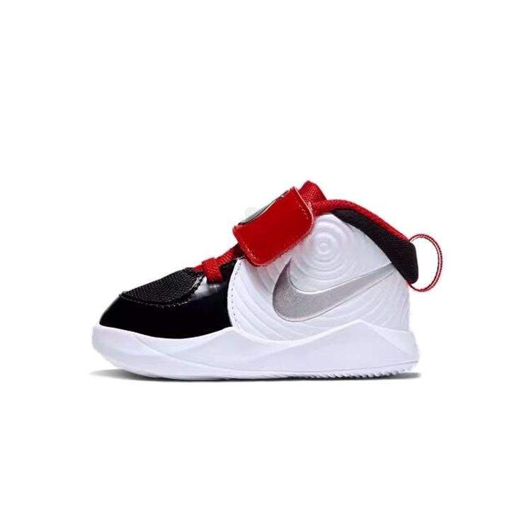 Nike Team Hustle D 9 Auto Mid top Basketball Shoes Black White Infant And Toddler CK0617-001 6C
