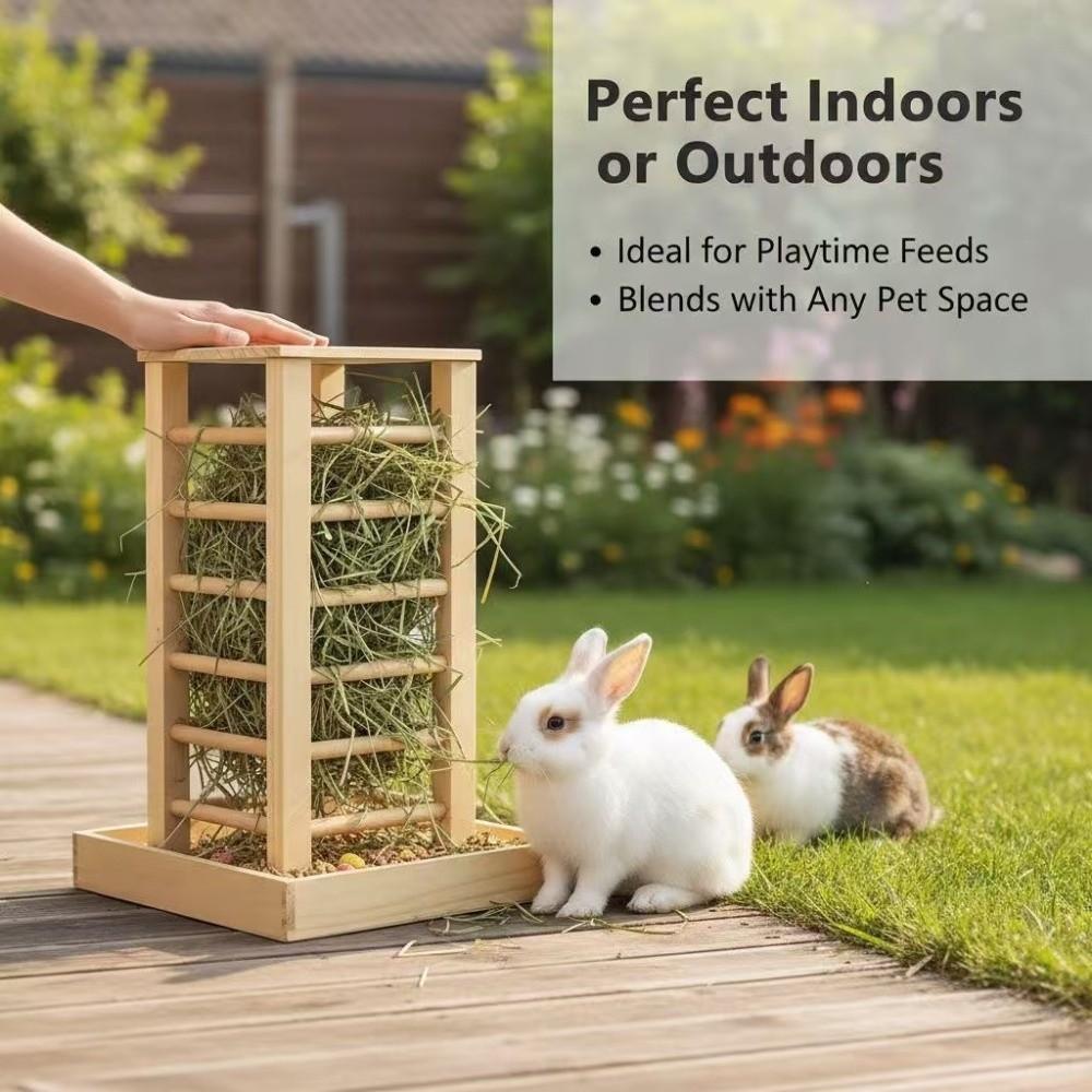 Langlebiger Kaninchen-Heuraufe Holz Meerschweinchen Futterspender Praktischer Frettchen Futtertrog Käfig Zubehör